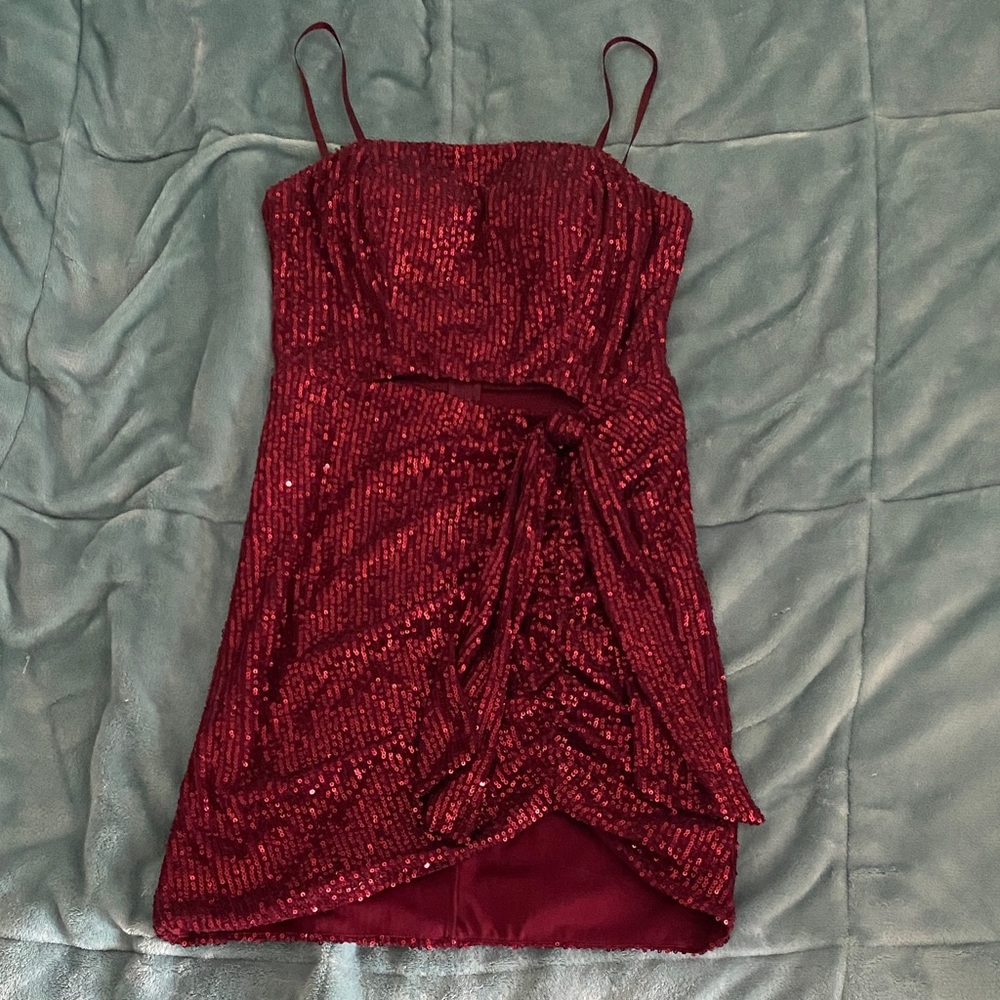City Studio Burgundy Sequin Mini Dress